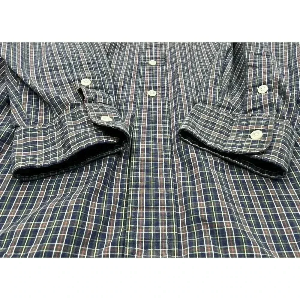 Polo Ralph Lauren Blake Blue Green Plaid Mens Size L Button Up Long Sleeve Shirt